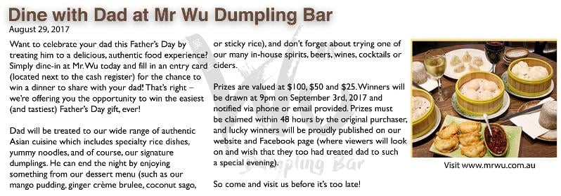 Dine with Dad at Mr. Wu