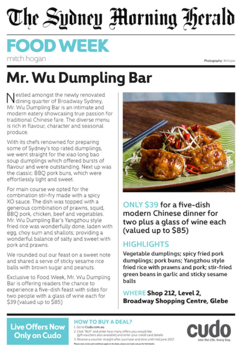 Mr. Wu Dumpling Bar Cudo Deal
